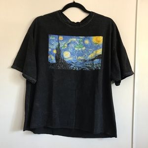 NWOT The Starry Night & Aliens Graphic Tee
